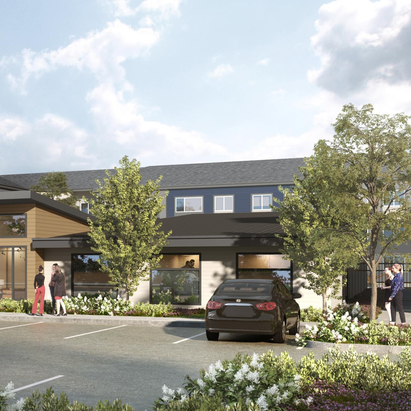 exterior of entrance showing lush landscaping